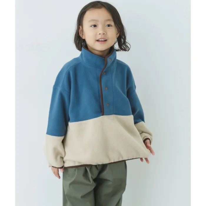 フリースバイカラープルオーバー