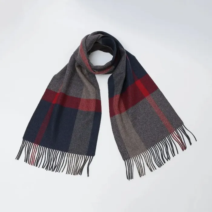 カシミヤ ダブルフェイス チェック マフラー