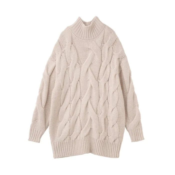 ケーブルニットミニワンピース