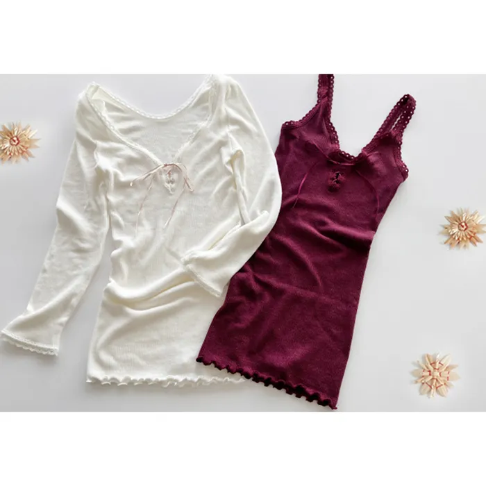 リブ編上げリボンニット